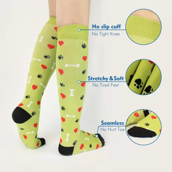 Hawkwell 2 Pairs Compression Socks for Women Circulation 15-25 mmHg Support for Nurse Sports Running Cycling
