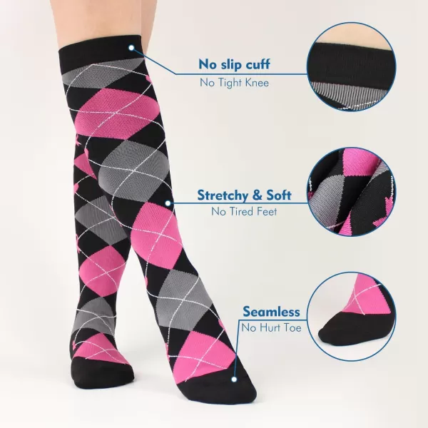 Hawkwell 2 Pairs Compression Socks for Women Circulation 15-25 mmHg Support for Nurse Sports Running Cycling