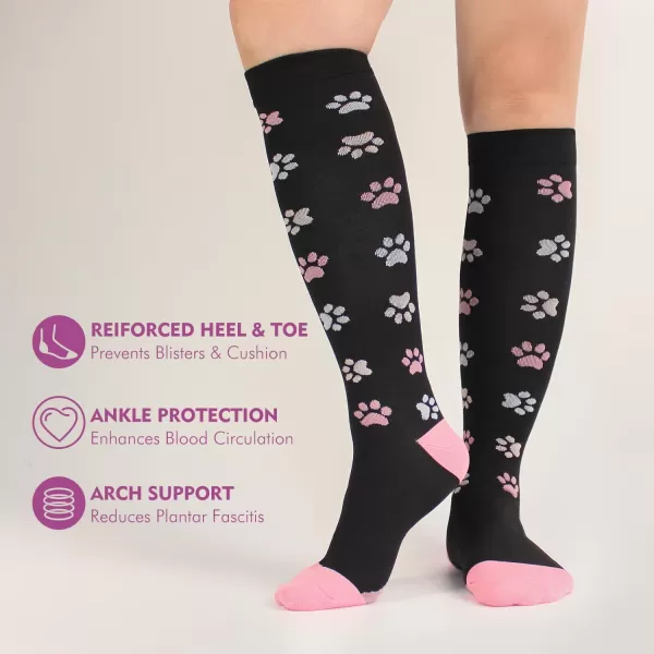 Hawkwell 2 Pairs Compression Socks for Women Circulation 15-25 mmHg Support for Nurse Sports Running Cycling