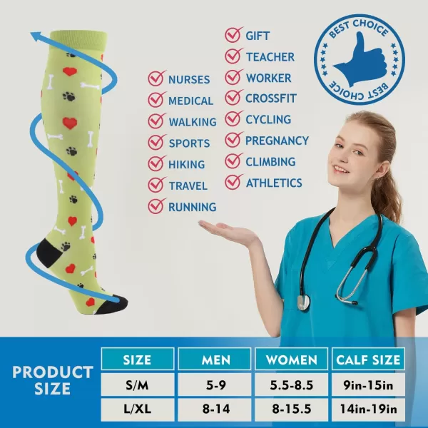 Hawkwell 2 Pairs Compression Socks for Women Circulation 15-25 mmHg Support for Nurse Sports Running Cycling