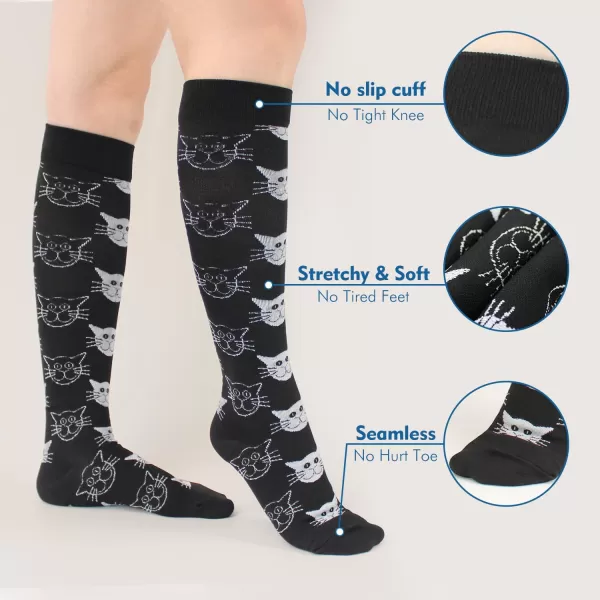 Hawkwell 2 Pairs Compression Socks for Women Circulation 15-25 mmHg Support for Nurse Sports Running Cycling