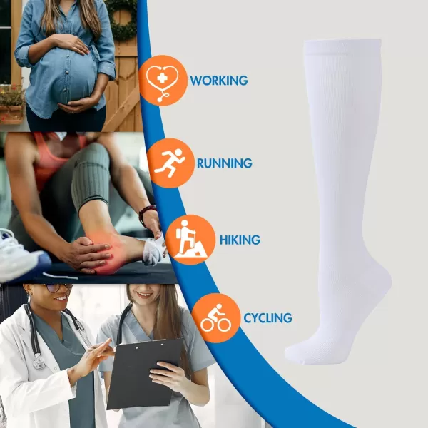 Hawkwell 2 Pairs Compression Socks for Women Circulation 15-25 mmHg Support for Nurse Sports Running Cycling