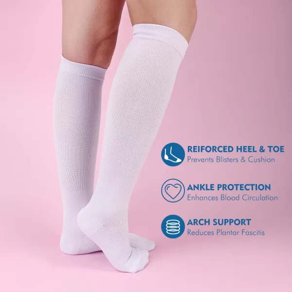 Hawkwell 2 Pairs Compression Socks for Women Circulation 15-25 mmHg Support for Nurse Sports Running Cycling