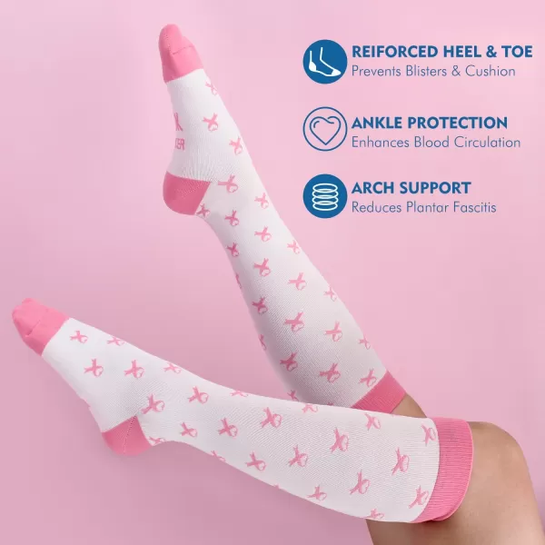 Hawkwell 2 Pairs Compression Socks for Women Circulation 15-25 mmHg Support for Nurse Sports Running Cycling