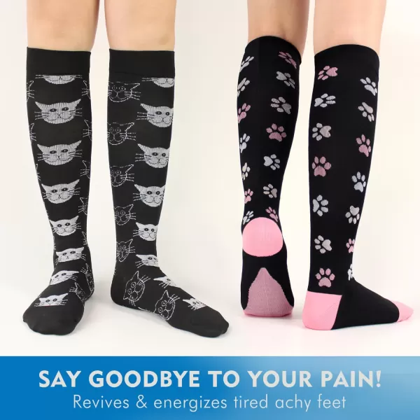 Hawkwell 2 Pairs Compression Socks for Women Circulation 15-25 mmHg Support for Nurse Sports Running Cycling
