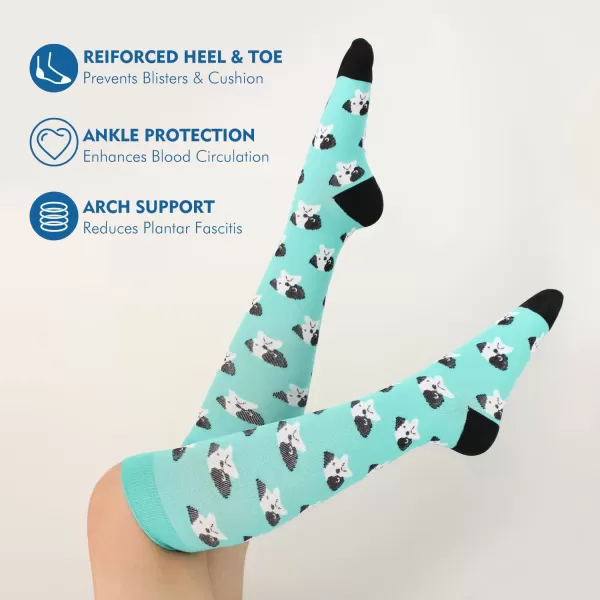 Hawkwell 2 Pairs Compression Socks for Women Circulation 15-25 mmHg Support for Nurse Sports Running Cycling