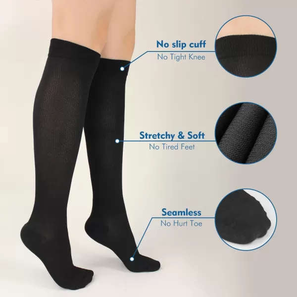 Hawkwell 2 Pairs Compression Socks for Women Circulation 15-25 mmHg Support for Nurse Sports Running Cycling