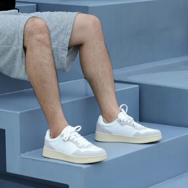 Hawkwell Men's Classic Leather Low Top Fashion Sneakers Casual Dress Sneakers Skate Tennis Basketball Style Walking Shoes