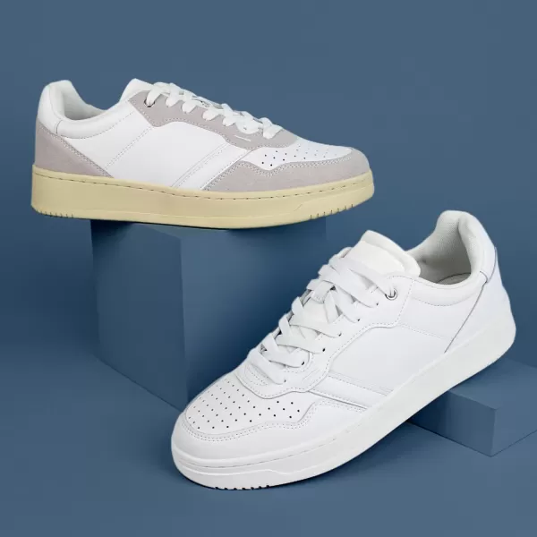 Hawkwell Men's Classic Leather Low Top Fashion Sneakers Casual Dress Sneakers Skate Tennis Basketball Style Walking Shoes