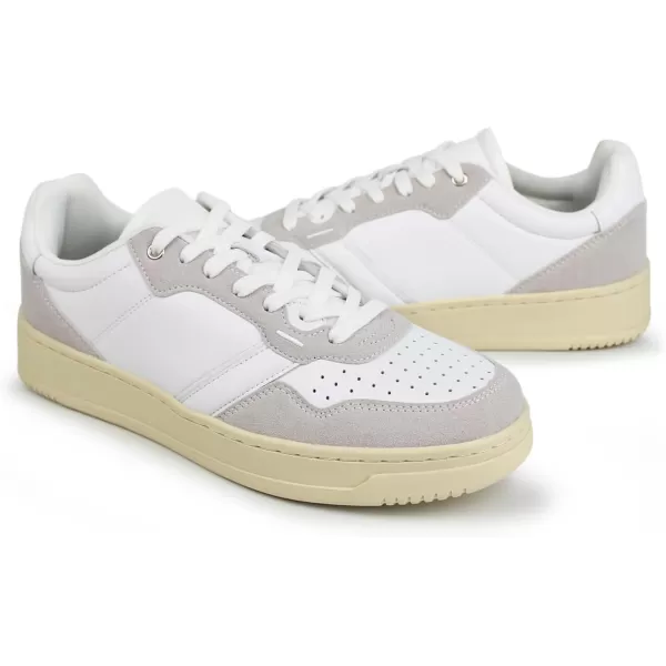 Hawkwell Men's Classic Leather Low Top Fashion Sneakers Casual Dress Sneakers Skate Tennis Basketball Style Walking Shoes