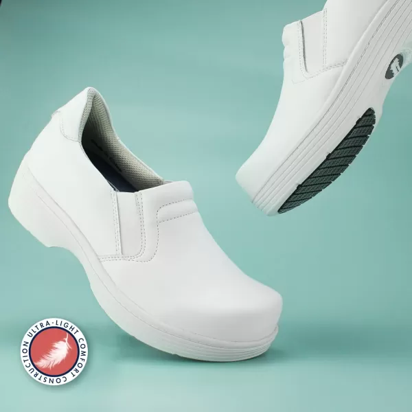 Hawkwell Pro Leather Nurse Clogs for Women Lightweight Slip Resistant Arch Support Healthcare Professional Nursing Shoes Work Clog