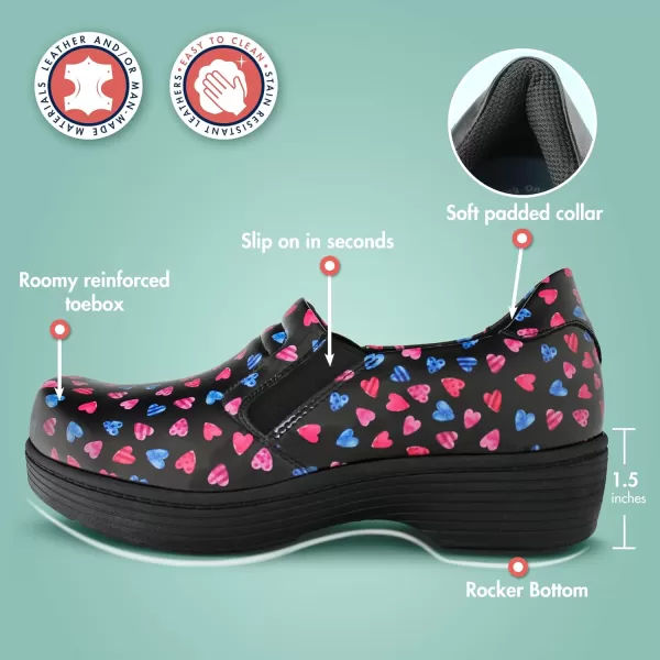 Hawkwell Pro Leather Nurse Clogs for Women Lightweight Slip Resistant Arch Support Healthcare Professional Nursing Shoes Work Clog