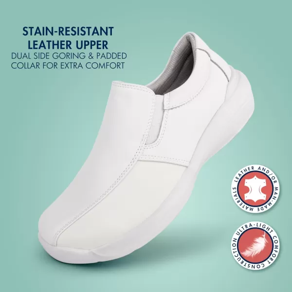 Hawkwell Pro Women's Leather Lycra Nursing Shoes for Bunions Lightweight Slip Resistant Orthotic Work Shoes Ideal for Foot Pain Relief