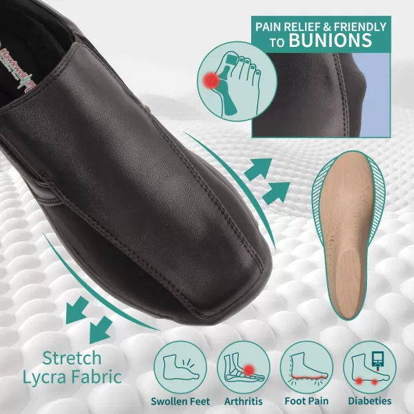 Hawkwell Pro Women's Leather Lycra Nursing Shoes for Bunions Lightweight Slip Resistant Orthotic Work Shoes Ideal for Foot Pain Relief