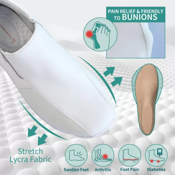 Hawkwell Pro Women's Leather Lycra Nursing Shoes for Bunions Lightweight Slip Resistant Orthotic Work Shoes Ideal for Foot Pain Relief