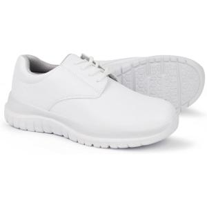 imageHawkwell Womens Lace Up Lightweight Water Resistant Nurse Shoes Slip Resistant Healthcare Work ShoesWhite