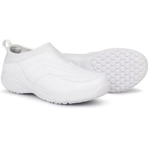 imageHawkwell Womens Slip On Lightweight Nursing Shoes Slip Resistant Comfortable Medical Work ShoesWhite