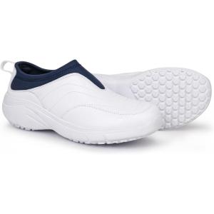 imageHawkwell Womens Slip On Lightweight Nursing Shoes Slip Resistant Comfortable Medical Work ShoesWhiteNavy
