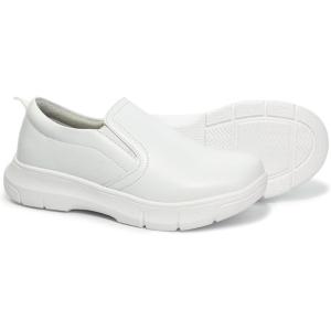 imageHawkwell Womens Slip On Nursing Shoes Comfortable Lightweight Slip Resistant Healthcare Medical Work ShoesWhite
