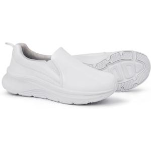 imageHawkwell Womens Slip On Arch Support Lightweight Slip Resistant Comfortable Nurse ShoesWhite
