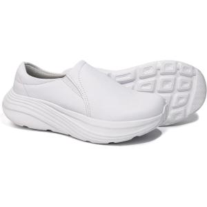 imageHawkwell Womens Slip On Lightweight Cushion Nursing Shoes Slip Resistant Medical Work ShoesWhite