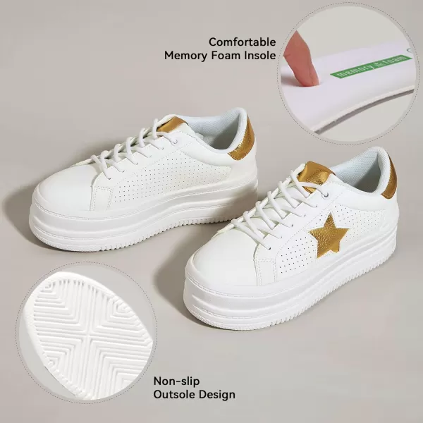 BELOS Fashion Platform Women Sneakers Faux Suede Stars Holographic Rainbow Walking Shoes