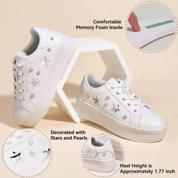 BELOS Fashion Platform Women Sneakers Faux Suede Stars Holographic Rainbow Walking Shoes