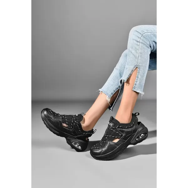 BELOS Women's Air Cushion Sneakers Hiking Outdoor Sandals Breathable Mesh Lightweight Comfortable Athletic Sport Walking Shoes