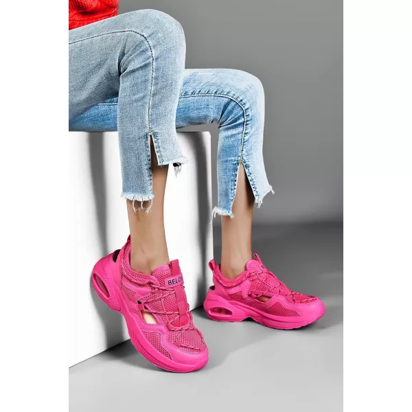 BELOS Women's Air Cushion Sneakers Hiking Outdoor Sandals Breathable Mesh Lightweight Comfortable Athletic Sport Walking Shoes