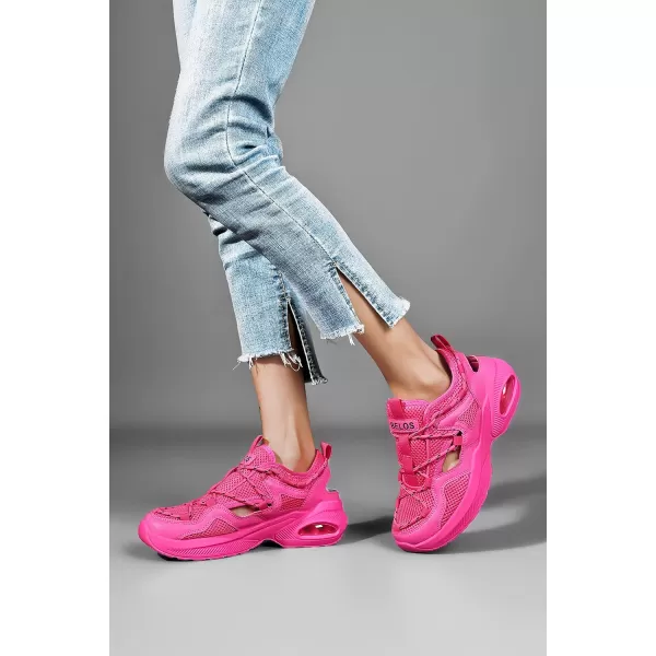 BELOS Women's Air Cushion Sneakers Hiking Outdoor Sandals Breathable Mesh Lightweight Comfortable Athletic Sport Walking Shoes