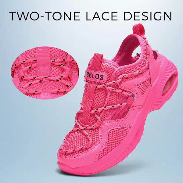 BELOS Women's Air Cushion Sneakers Hiking Outdoor Sandals Breathable Mesh Lightweight Comfortable Athletic Sport Walking Shoes