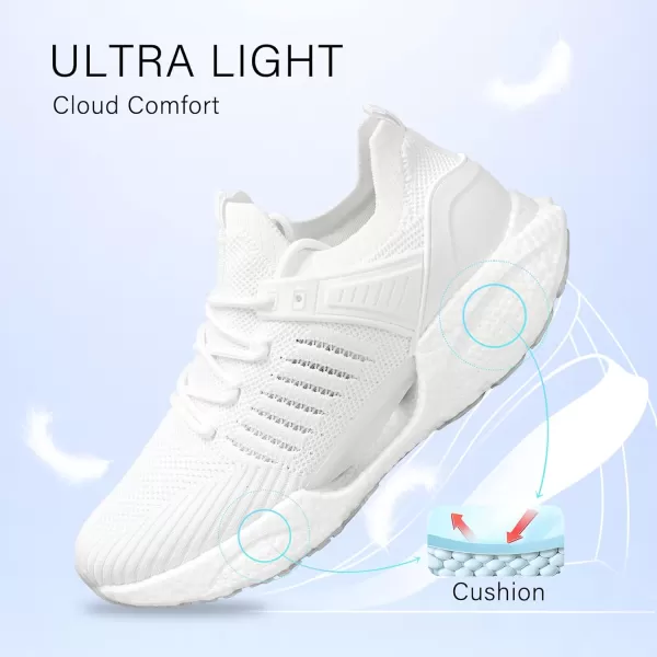 BELOS Women's Lightweigt Running Shoes Breathable Mesh Knit Lace Up Athletic Sneakers Comfortable Non Slip Sports Tennis Walking for Sport Gym Workout