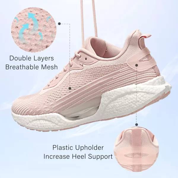 BELOS Women's Lightweigt Running Shoes Breathable Mesh Knit Lace Up Athletic Sneakers Comfortable Non Slip Sports Tennis Walking for Sport Gym Workout