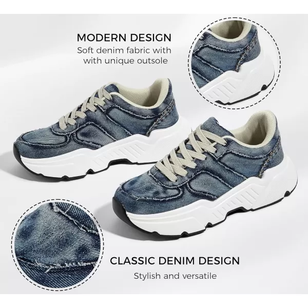 BELOS Women's Platform Chunky Sneakers Fashion Dad Sneakers Casual Lace Up Comfortable Lightweigt Walking Shoes