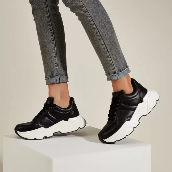 BELOS Women's Platform Chunky Sneakers Fashion Dad Sneakers Casual Lace Up Comfortable Lightweigt Walking Shoes