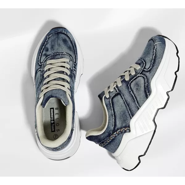 BELOS Women's Platform Chunky Sneakers Fashion Dad Sneakers Casual Lace Up Comfortable Lightweigt Walking Shoes
