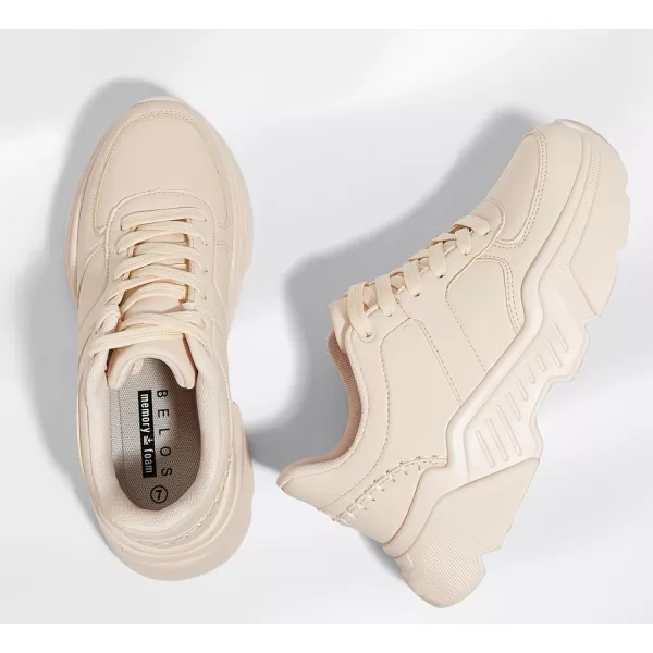 BELOS Women's Platform Chunky Sneakers Fashion Dad Sneakers Casual Lace Up Comfortable Lightweigt Walking Shoes