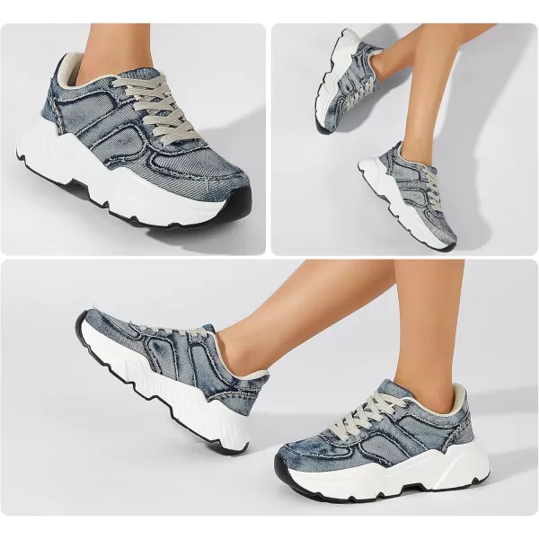 BELOS Women's Platform Chunky Sneakers Fashion Dad Sneakers Casual Lace Up Comfortable Lightweigt Walking Shoes