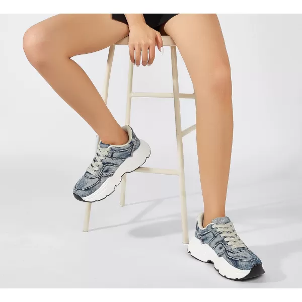 BELOS Women's Platform Chunky Sneakers Fashion Dad Sneakers Casual Lace Up Comfortable Lightweigt Walking Shoes