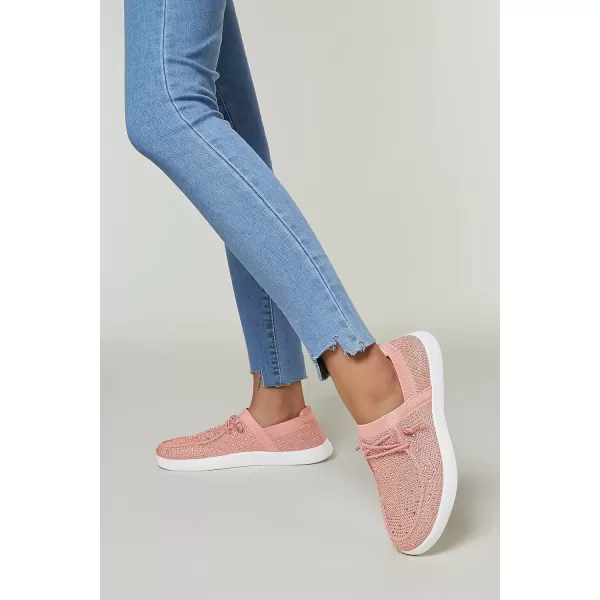 BELOS Women's Rhinestone Lace Up Loafers Shoes Comfortable Slip On Mesh Knit Walking Shoes Fashion Lightweight Sparkly Glitter Sneaker