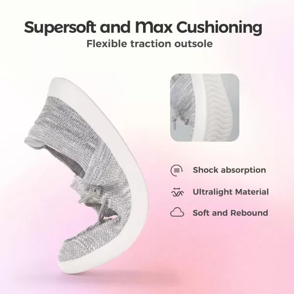 BELOS Women's Rhinestone Lace Up Loafers Shoes Comfortable Slip On Mesh Knit Walking Shoes Fashion Lightweight Sparkly Glitter Sneaker