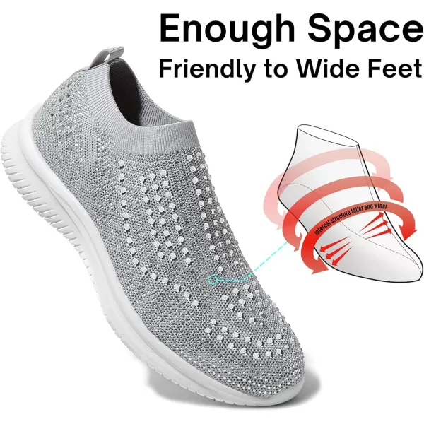 BELOS Women's Rhinestone Mesh Slip On Walking Shoes Fashion Breathable Spakle Glitter Sneaker