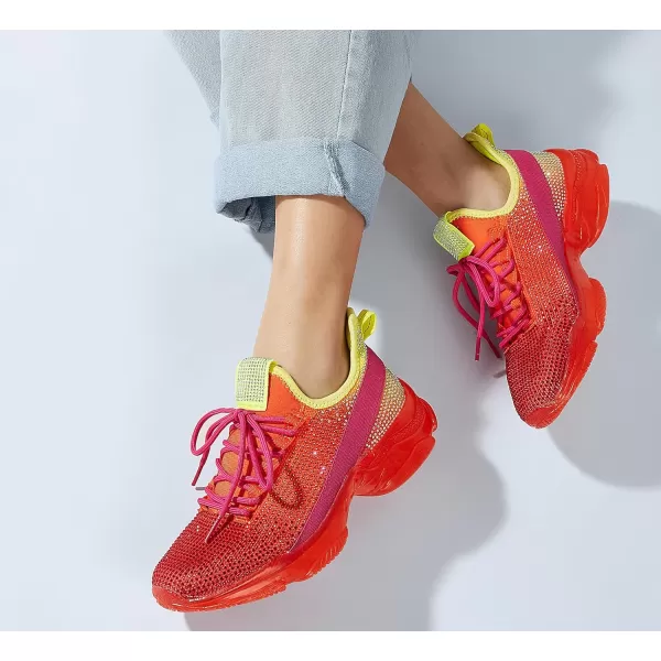 BELOS Women's Rhinestone Mesh Slip On Walking Shoes Fashion Breathable Spakle Glitter Sneaker