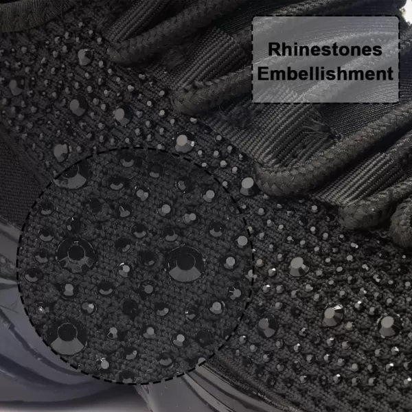 BELOS Women's Rhinestone Mesh Slip On Walking Shoes Fashion Breathable Spakle Glitter Sneaker