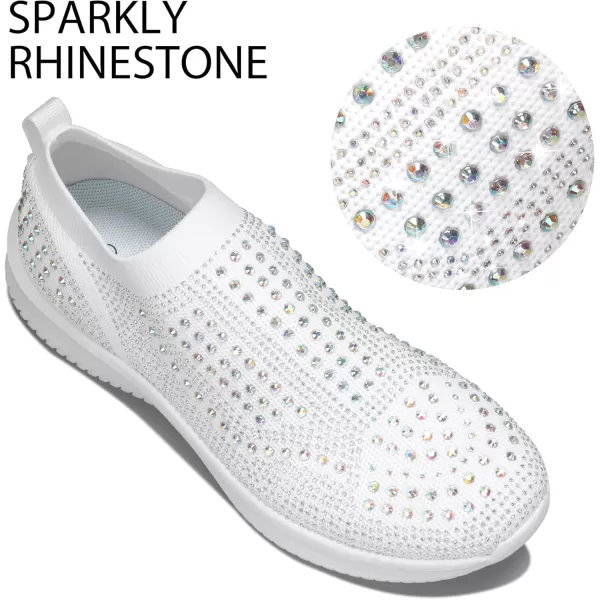 BELOS Women's Rhinestone Mesh Slip On Walking Shoes Fashion Breathable Spakle Glitter Sneaker