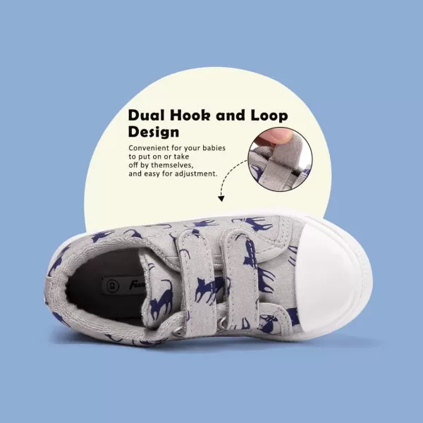FUNKYMONEY Boys Girls Canvas Sneakers Casual Slip On Adjustable Hook and Loops Walking Shoes for Toddler/Little Kids
