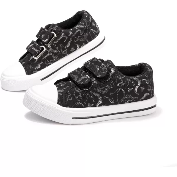 FUNKYMONEY Boys Girls Canvas Sneakers Casual Slip On Adjustable Hook and Loops Walking Shoes for Toddler/Little Kids