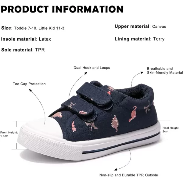 FUNKYMONEY Boys Girls Canvas Sneakers Casual Slip On Adjustable Hook and Loops Walking Shoes for Toddler/Little Kids