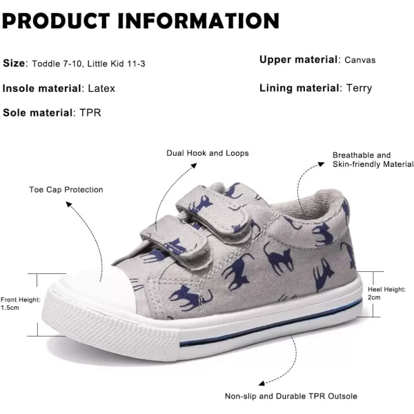 FUNKYMONEY Boys Girls Canvas Sneakers Casual Slip On Adjustable Hook and Loops Walking Shoes for Toddler/Little Kids