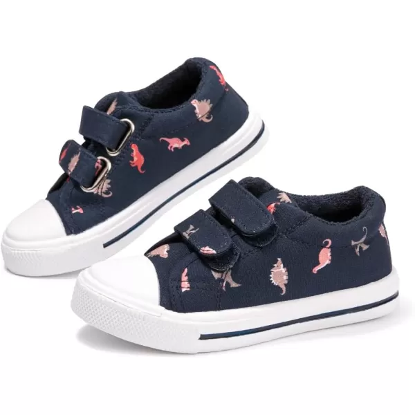 FUNKYMONEY Boys Girls Canvas Sneakers Casual Slip On Adjustable Hook and Loops Walking Shoes for Toddler/Little Kids